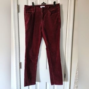 Loft Skinny High-Rise Burgundy Corduroy Pants Size 30/10